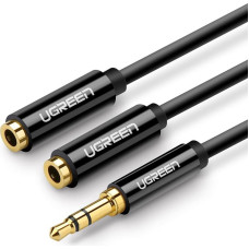 Ugreen Austiņu kabeļa sadalītājs 2x AUX 3,5 mm mini ligzda 25 cm melns