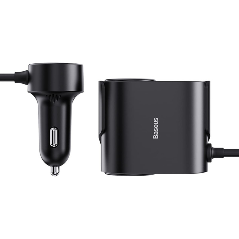Baseus Lādētājs 2x cigare&scaron;u piesmēķētāja ligzdas adapteris High Efficiency Pro USB-A USB-C 30W&nbsp;&mdash; melns