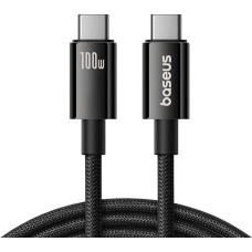 Baseus Volframa zelta USB-C 100 W 4K 20 Gb/s 60 Hz 1,5 m kabelis — melns