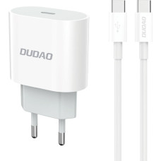 Dudao A14EUC PD 20W USB-C mazs sienas lādētājs + USB-C kabelis - balts
