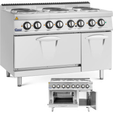 Royal Catering Elektriskā plīts ar cepeškrāsni, skapis, 6 degļi, 400 V, 19,1 kW