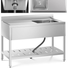 Royal Catering Vienas bļodas gastronomiskā izlietne ar plauktu un labo malu 120 x 60 x 94,5 cm
