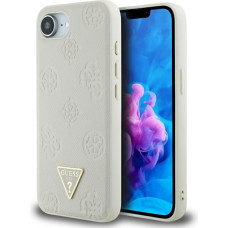 Case Guess Grained Hot Stamp Peony       Triangle Logo MagSafe for iPhone 16e beige