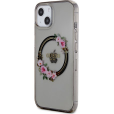 Guess PC|TPU Flowers Ring Glossy Logo MagSafe maciņš iPhone 13 melns