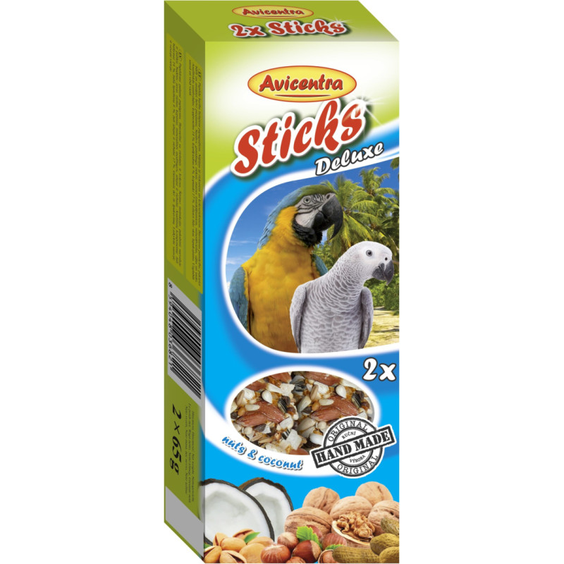 Placek Papildbarība putniem – Avicentra Sticks nutty for big parrots, 2x65g