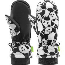 Qunature Panda Heat slēpošanas cimdi bez pirkstiem bērniem S izmērs - melni/balti