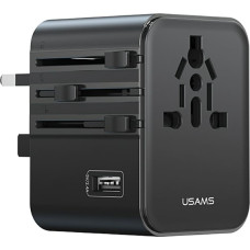 Travel Charger Adapter USAMS  CC308 2xUSB-C 17W 4in1 US|AU|EU|UK black