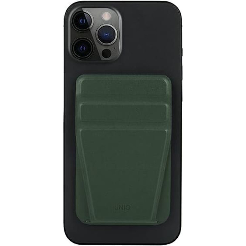 UNIQ Lyft Magnetic phone holder snap-on stand and card holder green