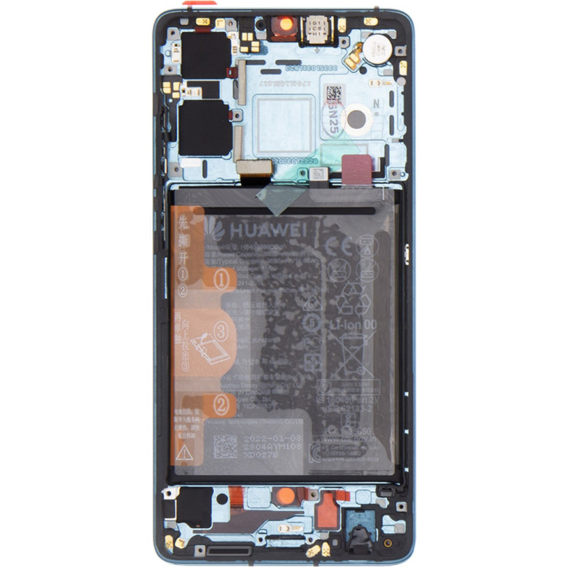 LCD Display + Touch Unit + Front Cover (Without Fingerprint) Huawei P30 Aurora Blue (Service Pack)