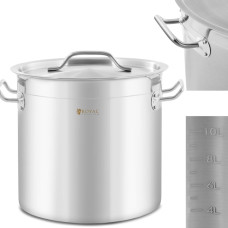 Royal Catering Tērauda katls ar vāku un mērtrauku gāzes un elektriskajām indukcijas plītīm 12 l