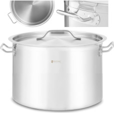 Royal Catering Tērauda katls ar vāku, biezu dibenu indukcijas, gāzes un halogēna plītīm, 17 l