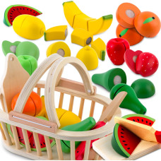 Ricokids Koka rotaļu augļu grozs grie&scaron;anai 9 gab. RK-870