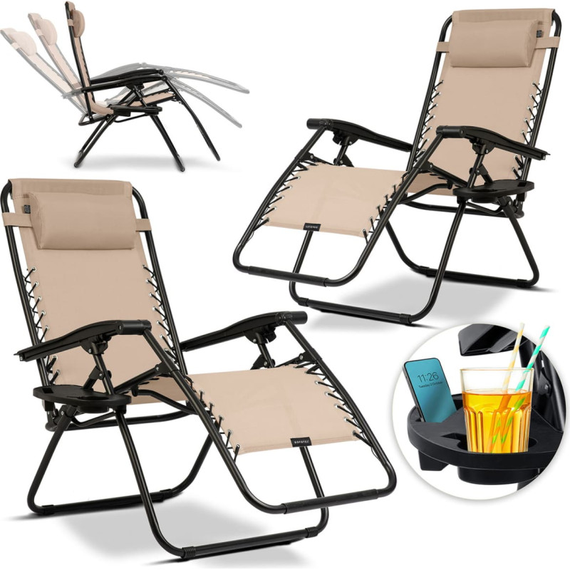 Sofotel Saliekams dārza atpūtas krēsls ar spilvenu ChillWell, 2 gab. komplekts, bē&scaron;s