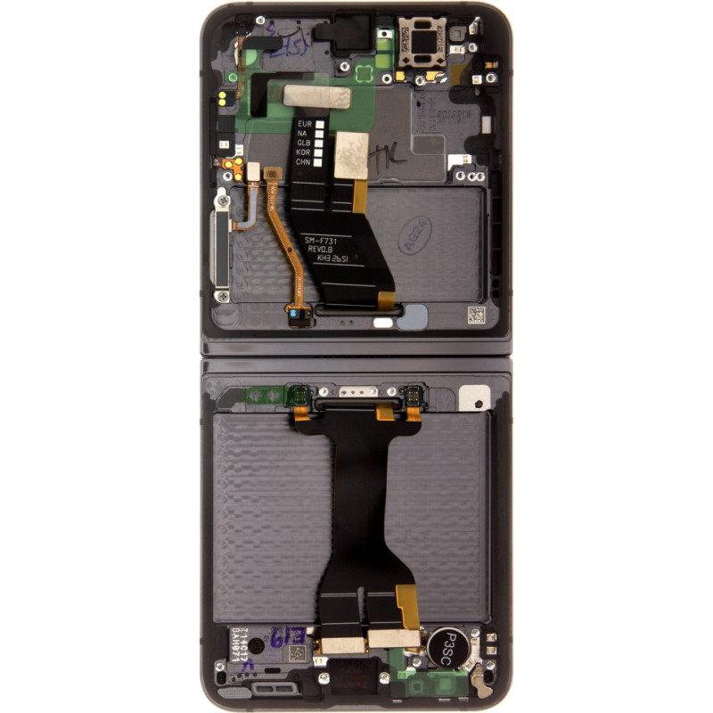 LCD display + Touch Unit + Front Cover Samsung F731 Galaxy Z Flip 5 5G Graphite (Service Pack)