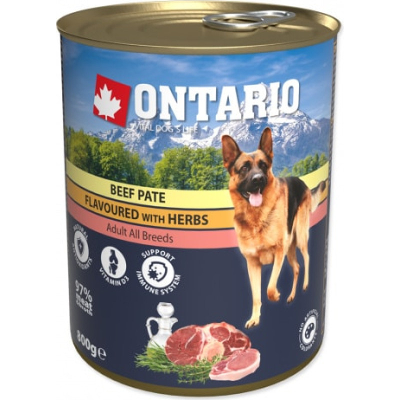 Ontario Konservi suņiem : Ontario Dog Beef Pate with Herbs 800g