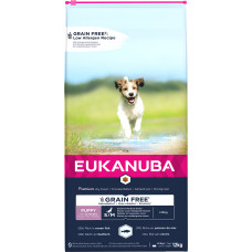 Eukanuba Sausa barība kucēniem - Eukanuba Puppy & Junior, Small & Medium, GRAIN FREE OCEAN FISH 12kg