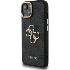 Guess PU 4G Metal Logo Stand Camera Frame Case for iPhone 13 Black