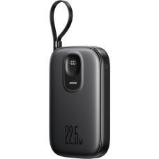 Joyroom Powerbank 10000mAh ar iebūvētu 22,5 iPhone Lightning USB-C kabeli 0,25 cm - melns