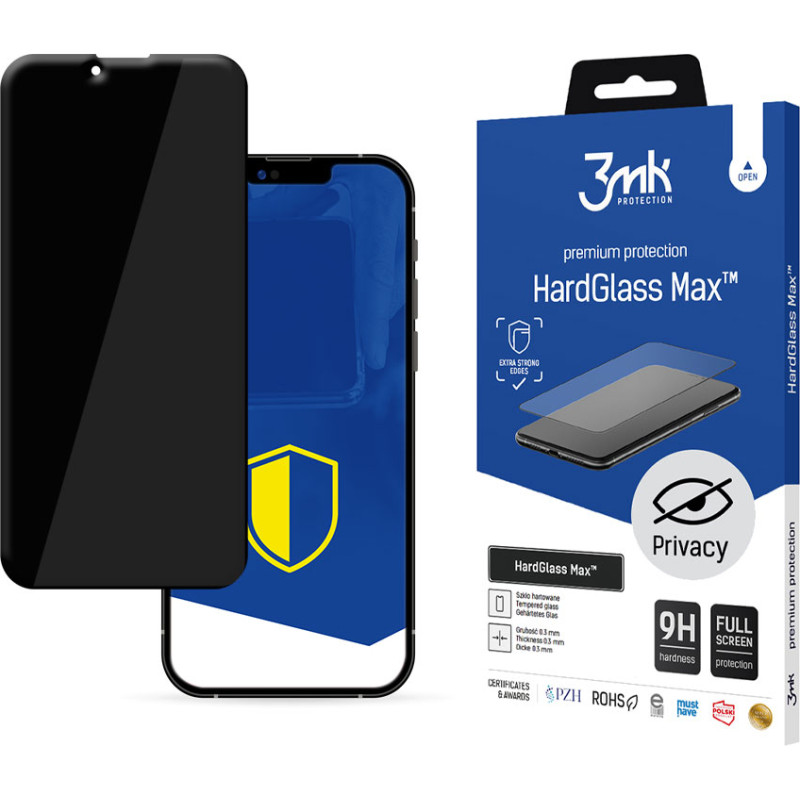 Apple iPhone 13|13 Pro Black - 3mk HardGlass Max Privacy™ screen protector