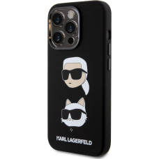 Karl Lagerfeld Liquid Silicone Karl and Choupette Heads Case for iPhone 15 Pro Black