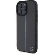 Mercedes Leather Blue Stripe MagSafe Case for iPhone 16 Pro Anthracite Grey