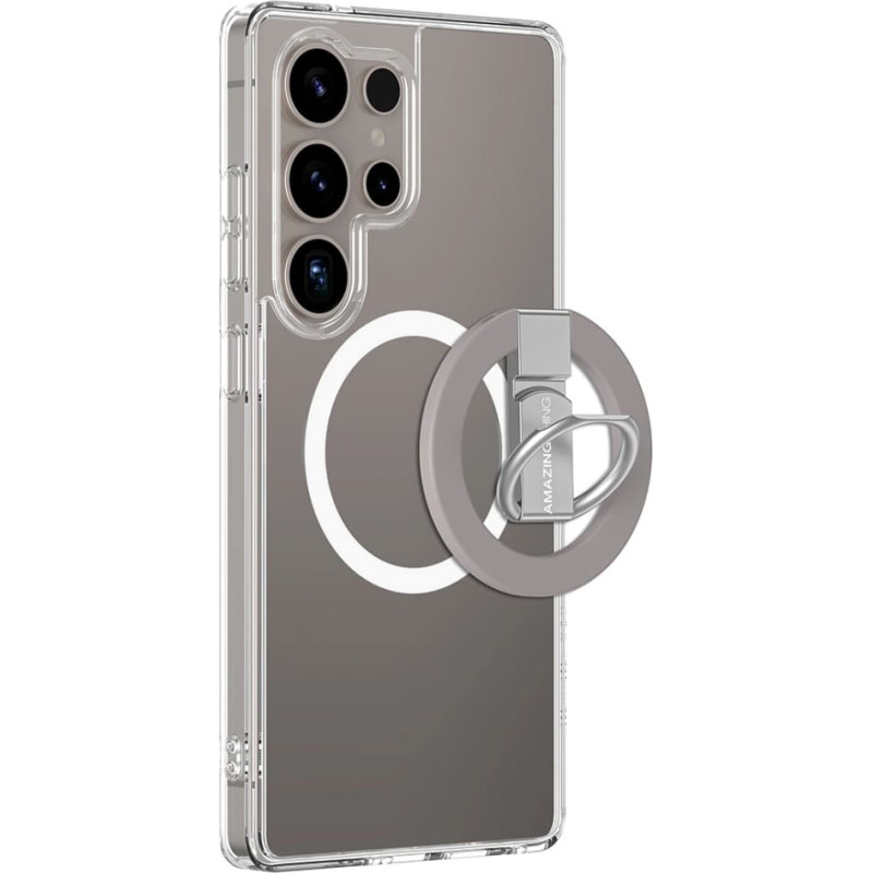 Amazingthing Minimal Mag Case with Magnetic Ring and Magnetic Ring for Samsung Galaxy S25 Ultra - Transparent