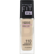 Maybelline Fit Me! Luminous + Smooth Foundation šķidrais grims vienotam un mirdzošam sejas tonim 110 Porcelain 30 ml