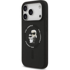Karl Lagerfeld Liquid Silicone Karl and Choupette MagSafe Case for iPhone 17 Pro Black