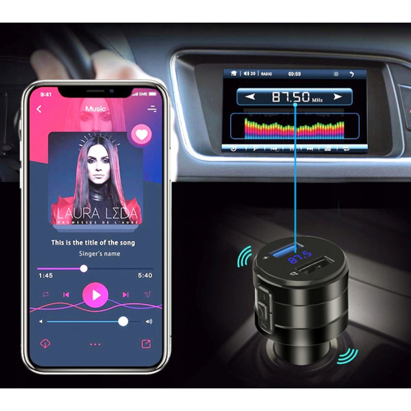 Retoo Automašīnas FM MP3 Bluetooth raidītājs ar LCD USB lādētāju