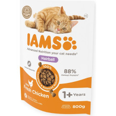 Iams Sausā barība kaķiem - IAMS CAT ADULT HAIRBALL CHICKEN, 800 gr