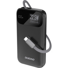 Dudao K31 10000 mAh 22,5 W PD Powerbank ar iebūvētu kabeli - melns