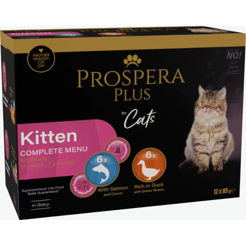 Prospera Plus Konservi kaķēniem - Prospera Plus, Cat Pouch Kitten, Mix, 12 x 85 g