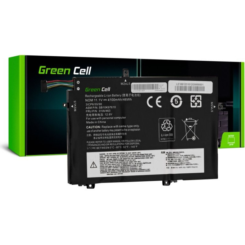 Green Cell Battery L17L3P52 11 1V 4100mAh for Lenovo ThinkPad L480 L580 L14