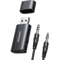 Ugreen Bezvadu raidītājs + uztvērējs Bluetooth 5.1 audio adapteris 3,5 mm mini ligzda melna
