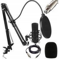 Fusion Studio XLR mikrofons | Podkāsti | Straumēšana | Balss ierakstīšana + regulējams statīvs, pop filtrs | melns