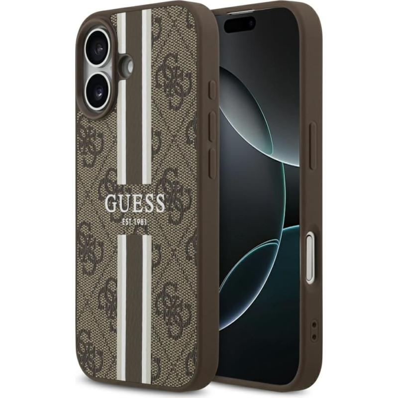 Case Guess 4G Printed Stripes MagSafe for iPhone 17 brown