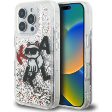 Case Karl Lagerfeld Liquid Glitter       Choupette Logo for iPhone 16 Pro Max transparent