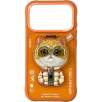 Nimmy Etui Nimmy Cool&Cute 2.0 Cat do iPhone    17 Pro Max z magnetyczną zawieszką pomarańczowy