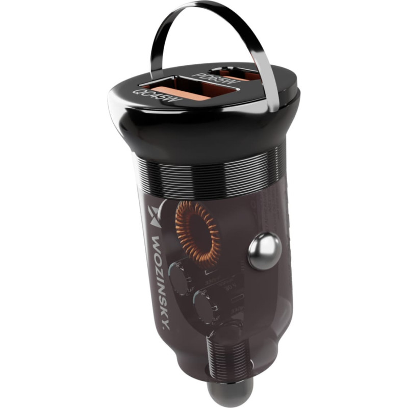 Wozinsky USB-A USB-C PD QC 65W automa&scaron;īnas lādētājs - melns