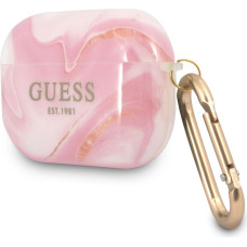 GUAPUNMP Guess TPU Shiny Marble Case for Airpods Pro Pink