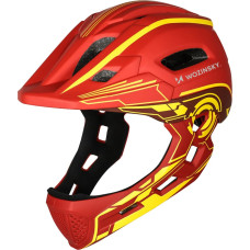Wozinsky Kids' Full Face Bike Helmet with USB Rear Light S - Red and Yellow