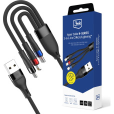 3Mk Protection 3mk Hyper Cable N-SERIES 3 in 1 USB-A | Lightning | Micro 1.2m 9V|2A 18W - black