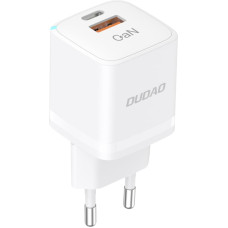 Dudao GaN 33W PPS USB-C USB-A sienas lādētājs, balts