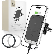 Tech-Protect CW19 magnētiskais automa&scaron;īnas turētājs viedtālrunim ar MagSafe 15W tīkla lādētāju - melns