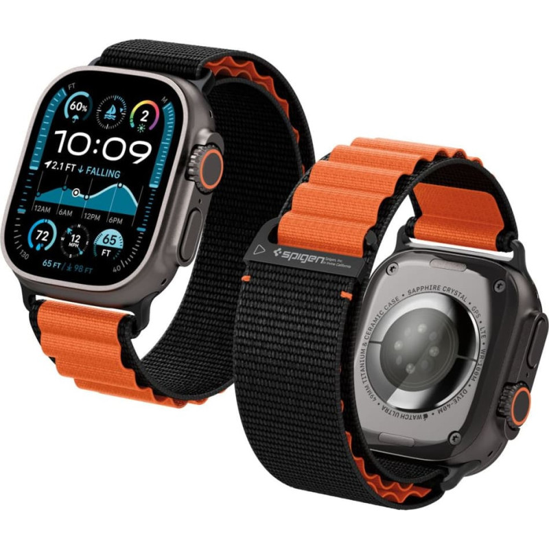 Spigen Apple Watch siksniņa 44/45/46/49 mm WBF1 - melna un oranža