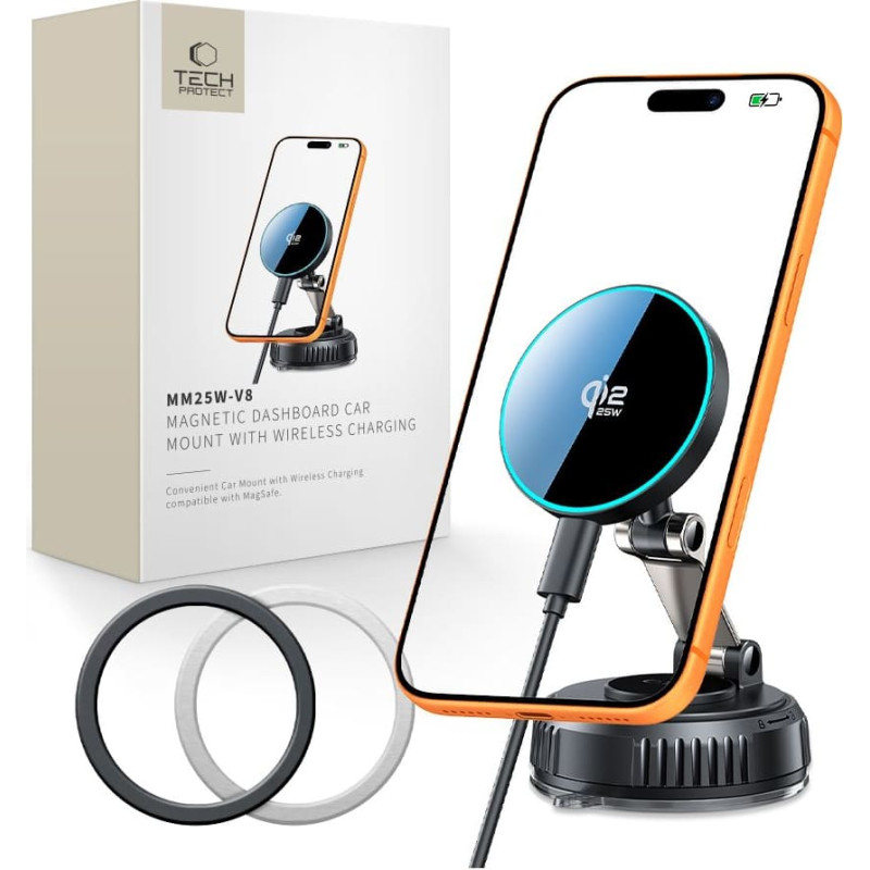 Tech-Protect V8 Magnetic MagSafe 25W Car Charger - Black