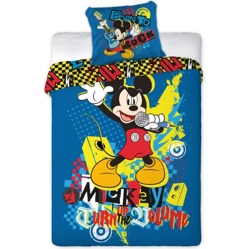 Kokvilnas gultas veļa 160x200 Mickey Mouse Mikipeles mikrofons 6895