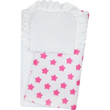 Komplekts Minky ratiem 634 Star Pink background Balts, balts Minky