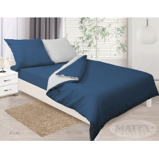 Satīna gultas veļa 160x200 Double Face tumši zils sudrabs 47+42 vienkrāsains