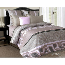 Satīna gultas veļa 160x200 4750/1 bēša ģeometrijas lapas 02